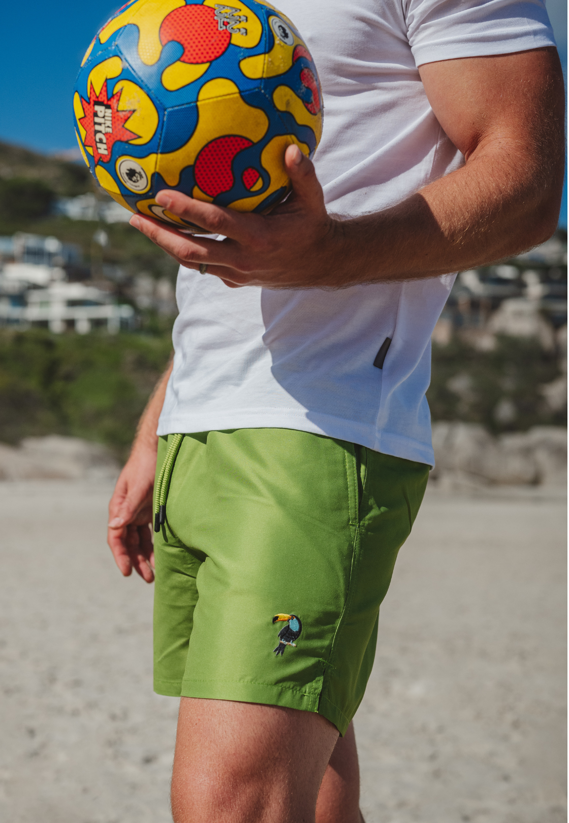 Tucan Green Plain Father & Son Swim Trunks