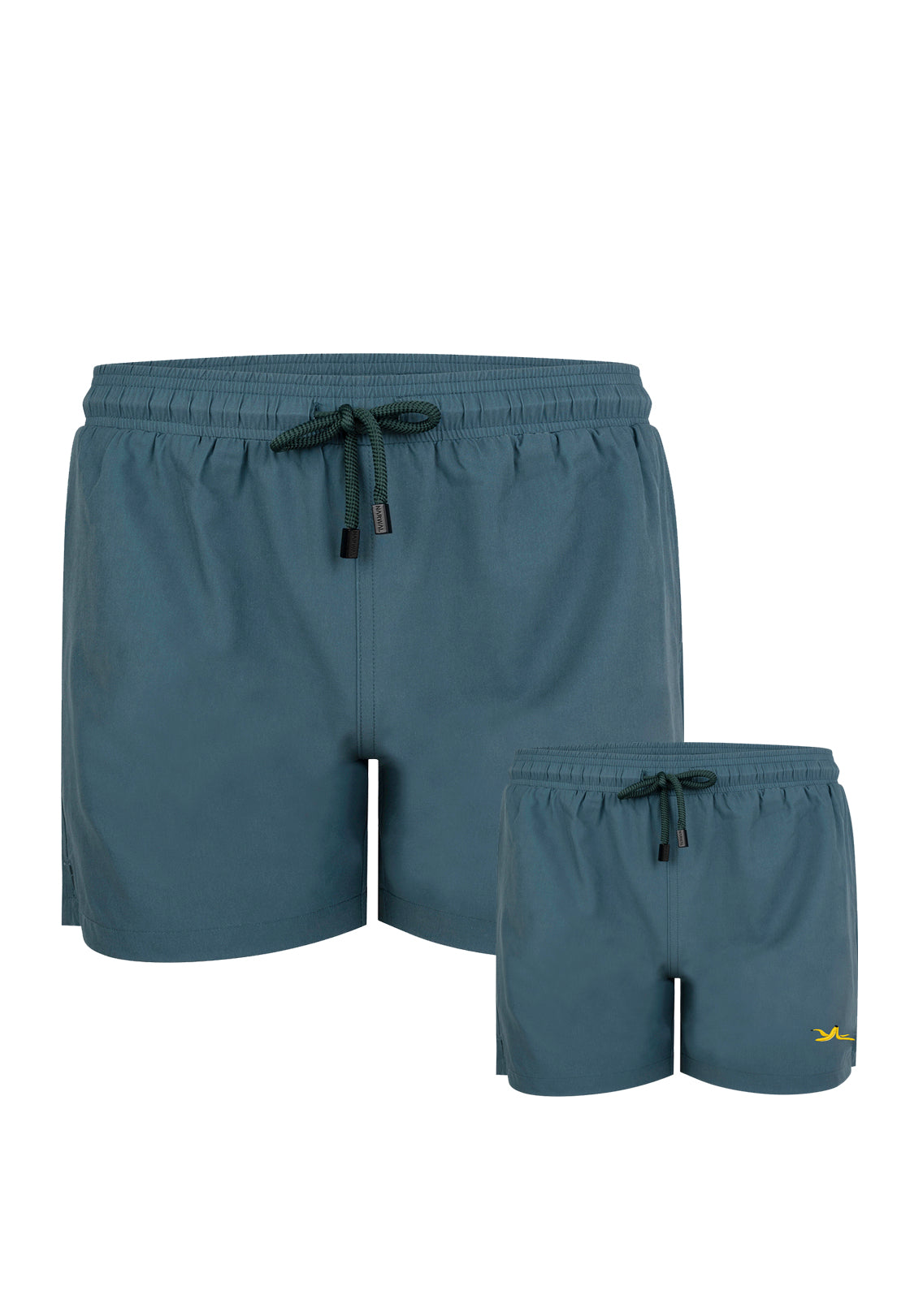 Banana Green Plain Father & Son Swim Trunks