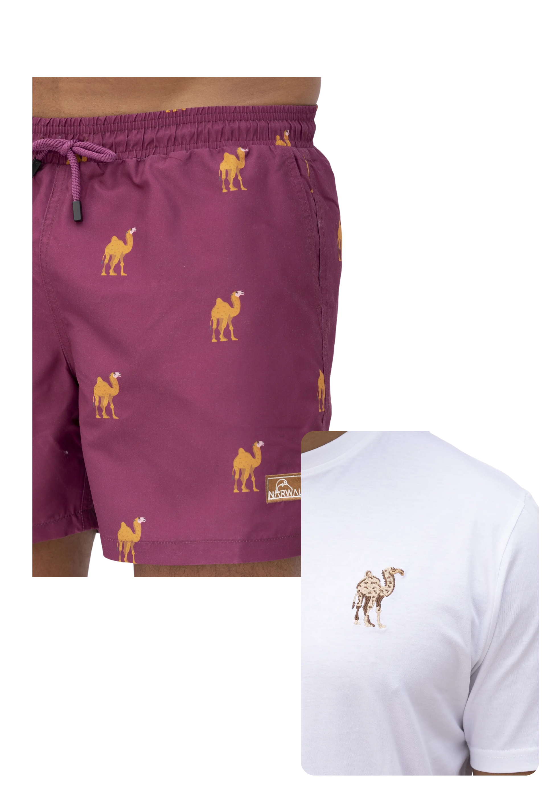 Camel Swim Trunks & T-shirt Bundle